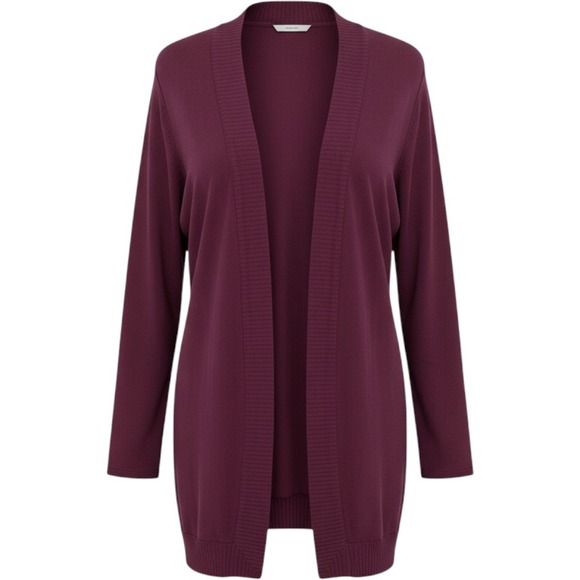 J. Jill Sweaters - J. Jill Wearever Collection Burgundy Plum Open Front Cardigan XL Rayon Blend